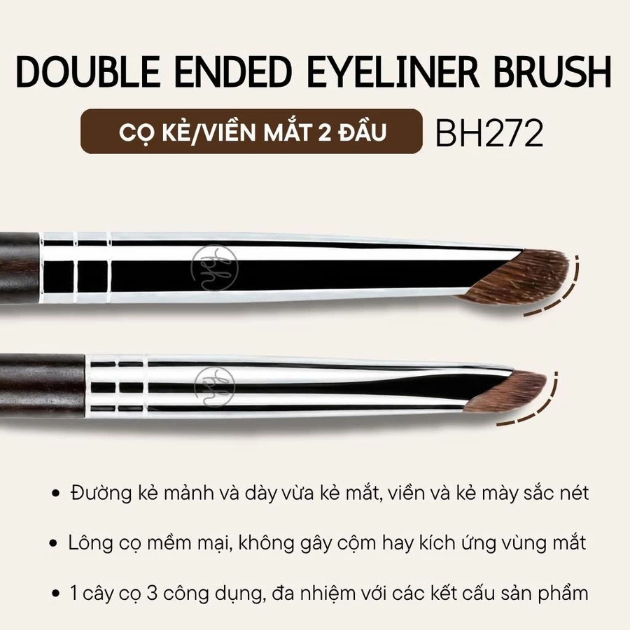 Cọ Kẻ Mắt Hai Đầu BH Cosmetics Double Ended Eyeliner Brush BH272